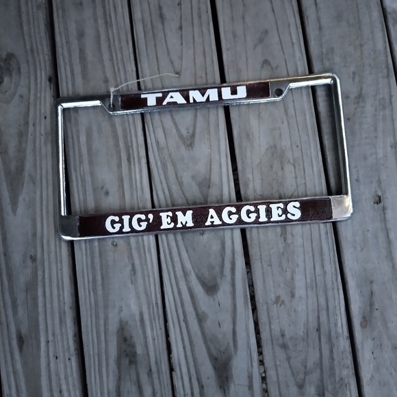 Vintage Texas A&M University Gig 'Em Aggies Steel License Plate Frame New NOS - Picture 1 of 1